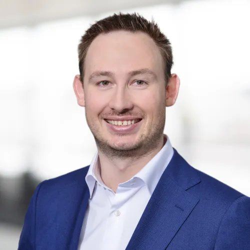 a man in a blue suit